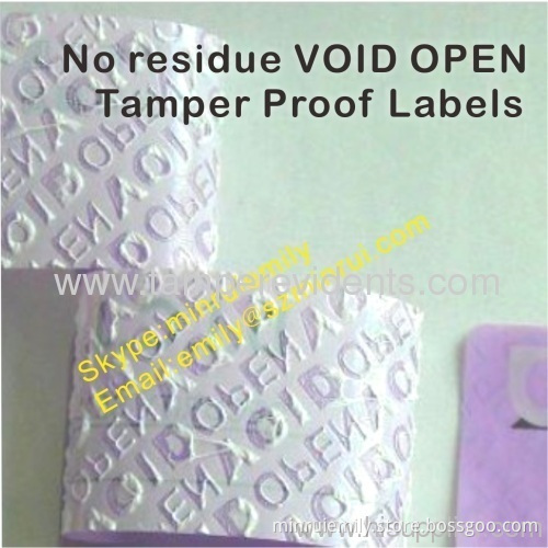 Custom No Transfer White Void Labels,no Residue Void Open Seal Stickers